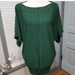 Dress Barn Brass Studded Detail Short Kimono Sleeve Blousen Sweater